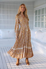 Jaase Vestido maxi Sabrina estampado Beige