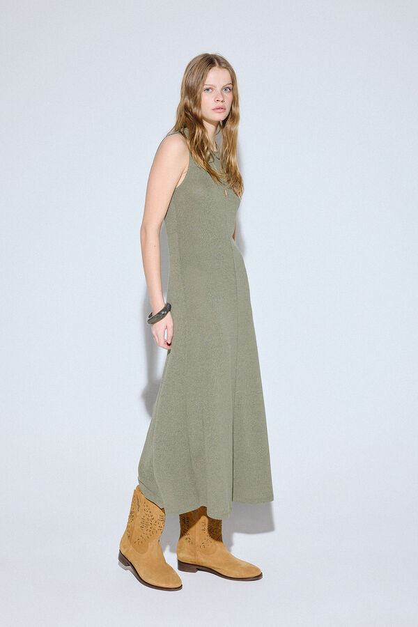 Slowlove Vestido b&aacute;sico estructura Kaki