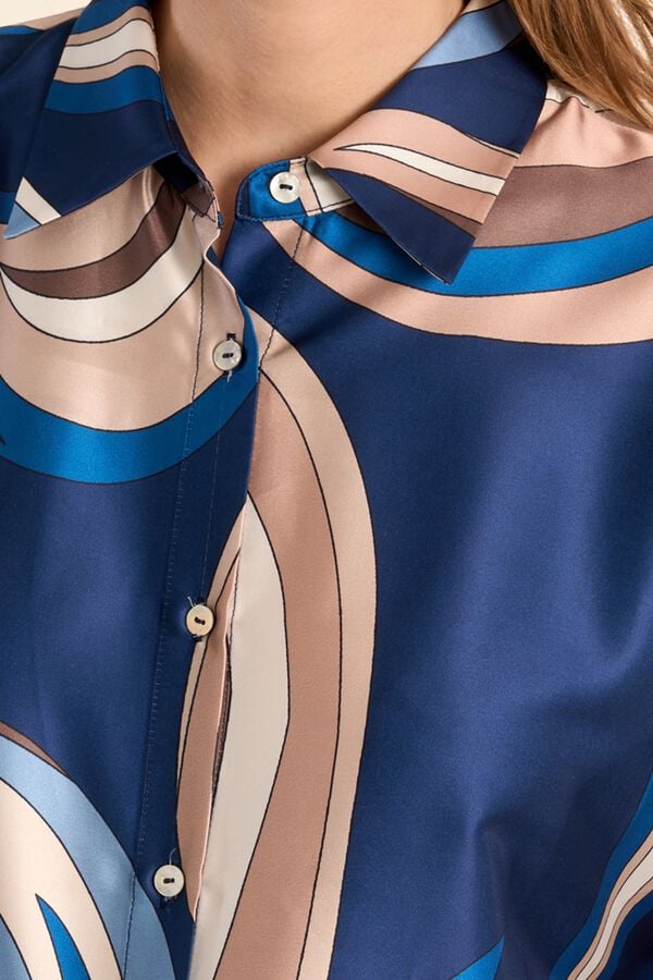 Molly Bracken Camisa de mulher de manga curta estampada Azul