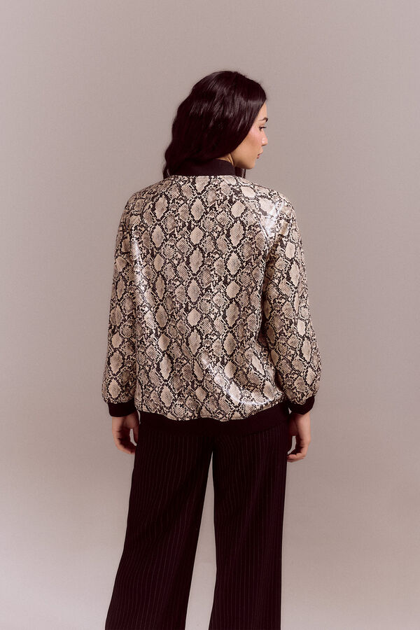 Slowlove Bomber efecto piel de serpiente Estampado blanco