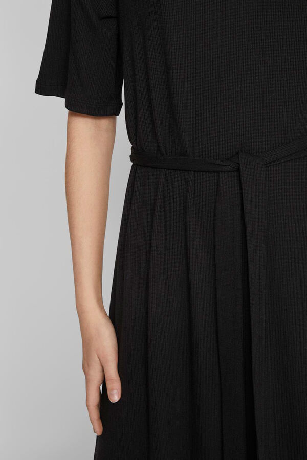 Vila Vestido midi de manga corta 2/4 Negro