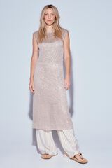 Slowlove Vestido tejido r&uacute;stico lentejuelas Beige