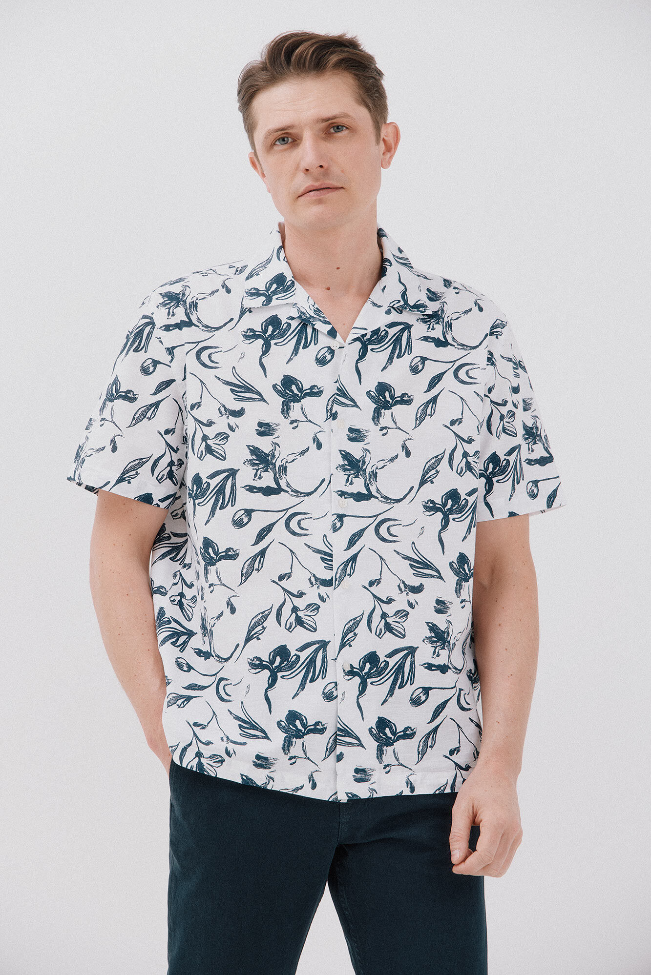 Cortefiel Camisa estampada manga corta