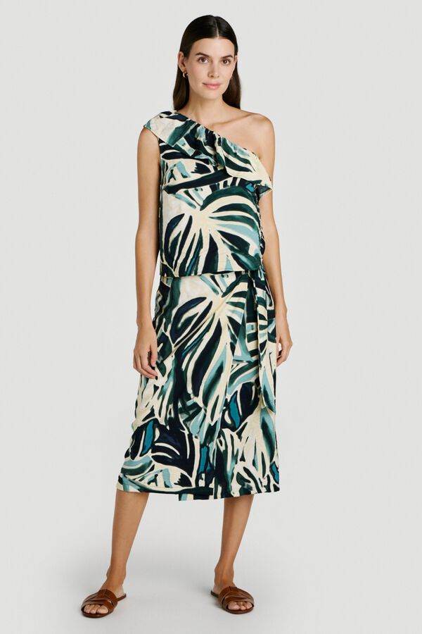 Vila Top com folho estampado em viscose Verde