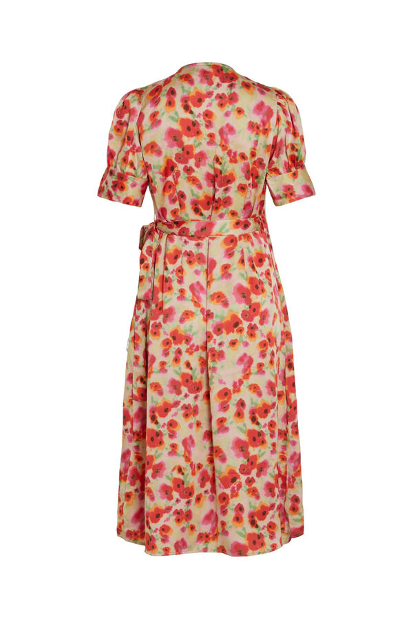 Vila Vestido midi estampado de manga media Rojo