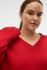 Vero Moda Curve Jersey cuello pico talla grande Rojo