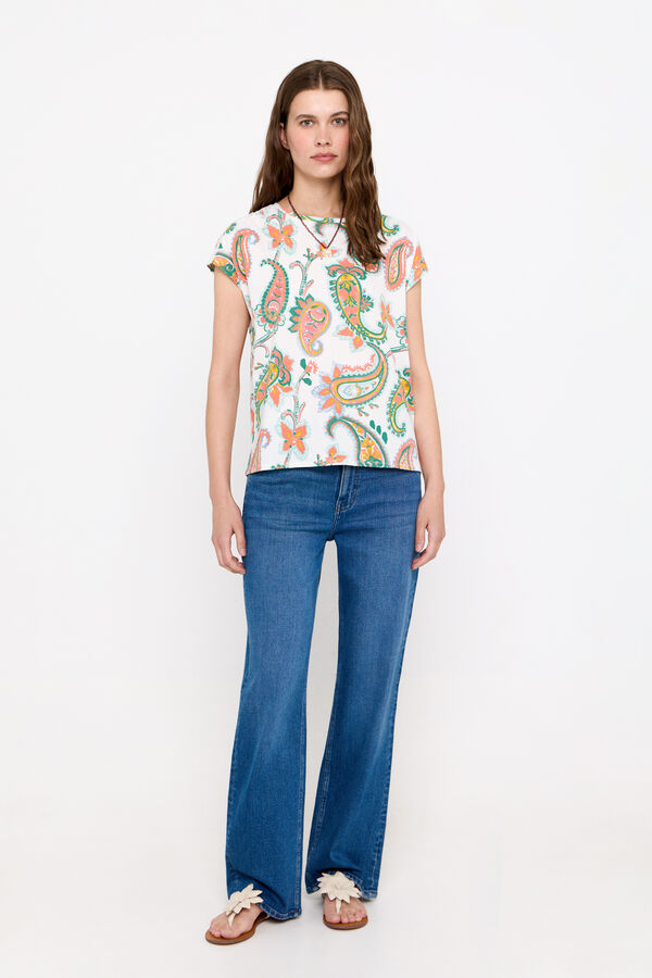 Cortefiel T-shirt b&aacute;sica renda Impress&atilde;o