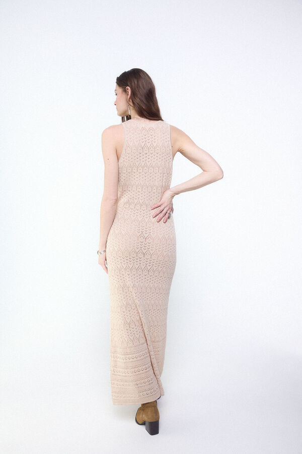 Slowlove Vestido de malha rendada Castanho