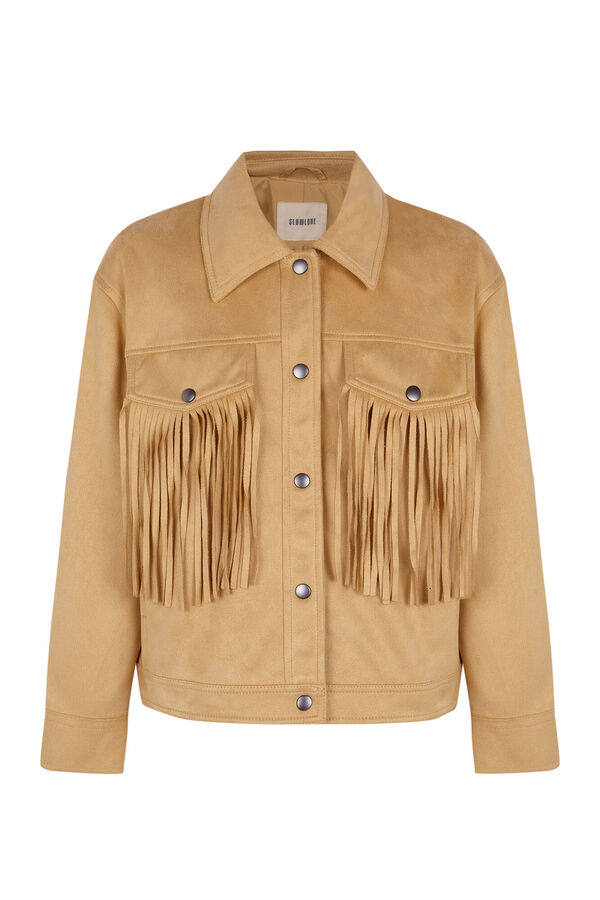 Slowlove Cazadora flecos bolsillos Estampado amarillo