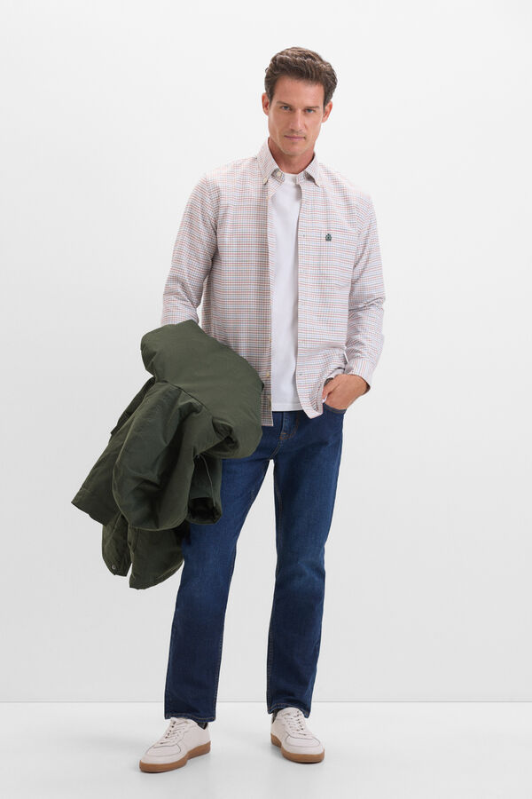 Cortefiel Camisa oxford cuadros Marfil