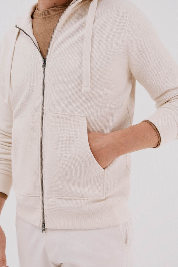 Cortefiel Cardigan com capuz Ecru