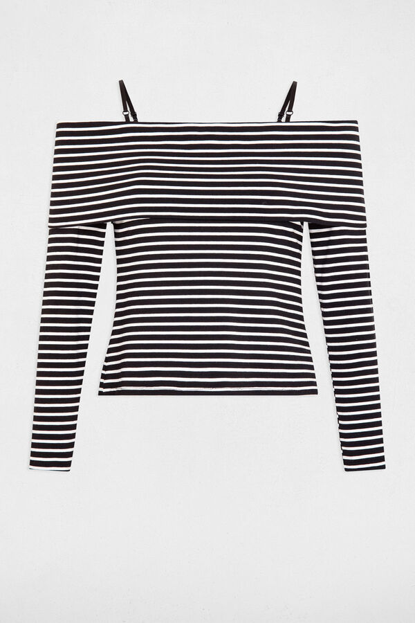 Morgan T-shirt manga comprida riscas Azul