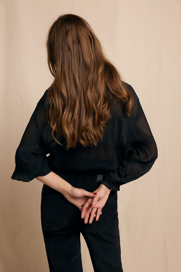 Slowlove Blusa fruncida Negro