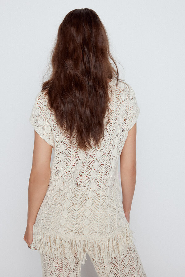 Slowlove Chaleco punto calado Marfil