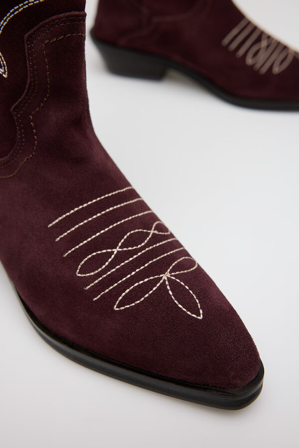 Slowlove Bota cowboy pespuntes Vino