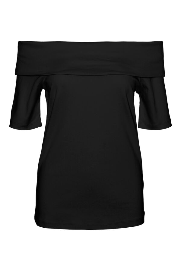 Vero Moda Top Bardot de manga corta Negro