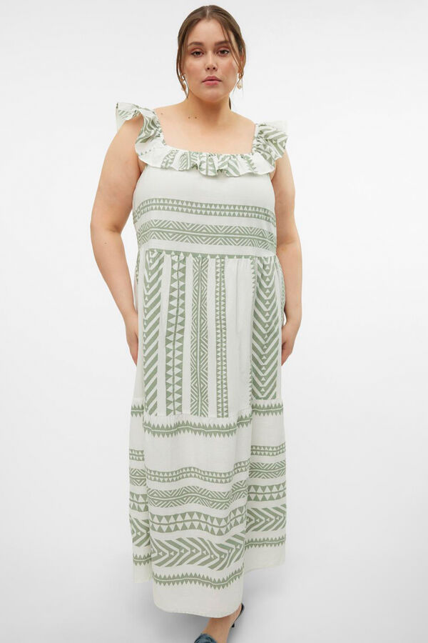 Vero Moda Curve Vestido midi al&ccedil;a grossa tamanho grande  Branco