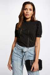 Morgan Camiseta manga corta cuello alto Negro