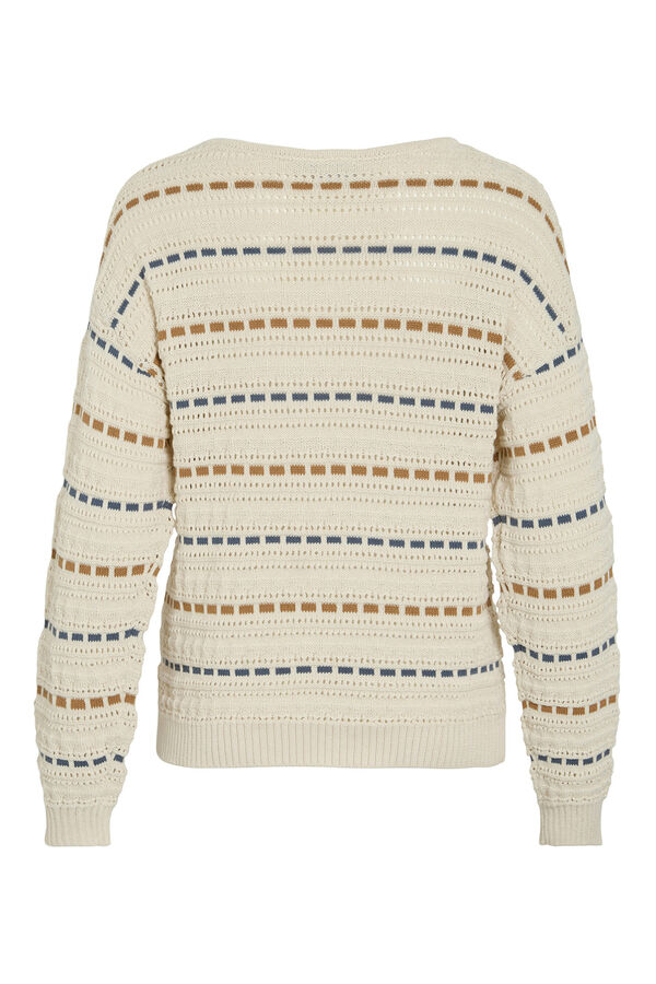 Vila Jersey de rayas con calados Beige