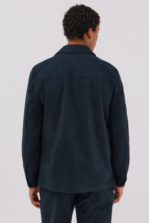 Cortefiel Sobrecamisa microcuadro algod&oacute;n Azul marino
