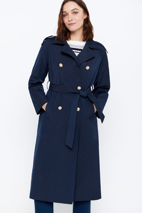 Cortefiel Gabardina larga marina Azul marino