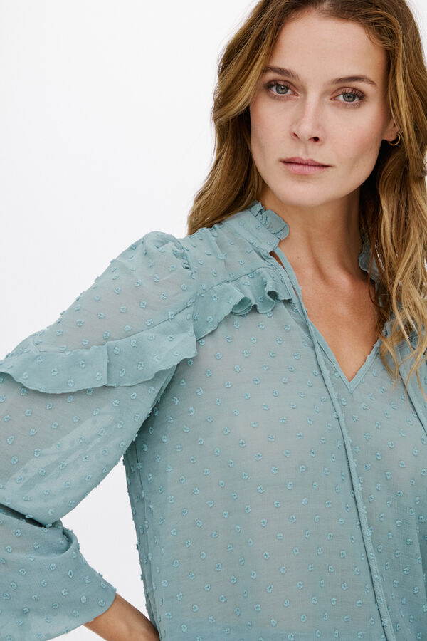 Vila Blusa manga larga plumeti Gris