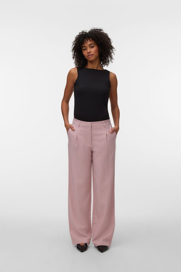 Vero Moda Pantal&oacute;n wide leg de vestir Rosa