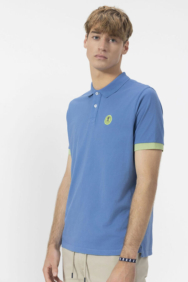 elPulpo Camisa polo lavada com patch contrastante Azul