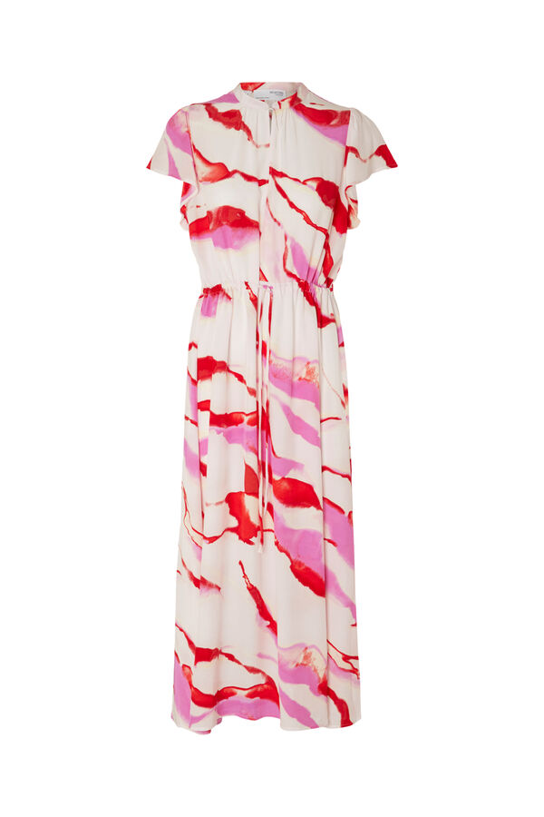 Selected Femme Vestido Midi estampado confecionado com viscose Ecovero.  Roxo