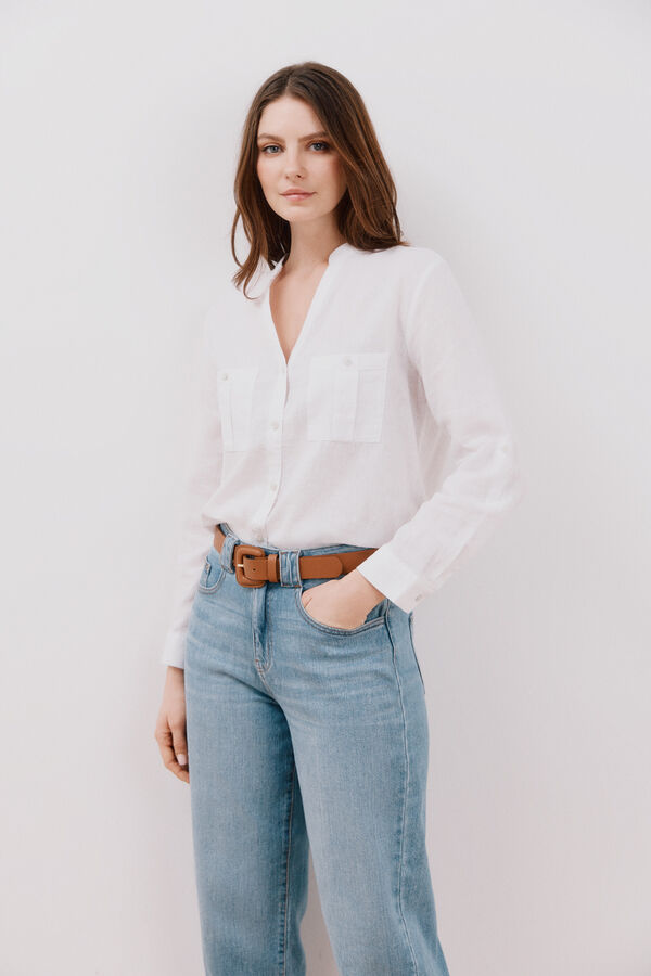 Cortefiel Camisa de linho Branco