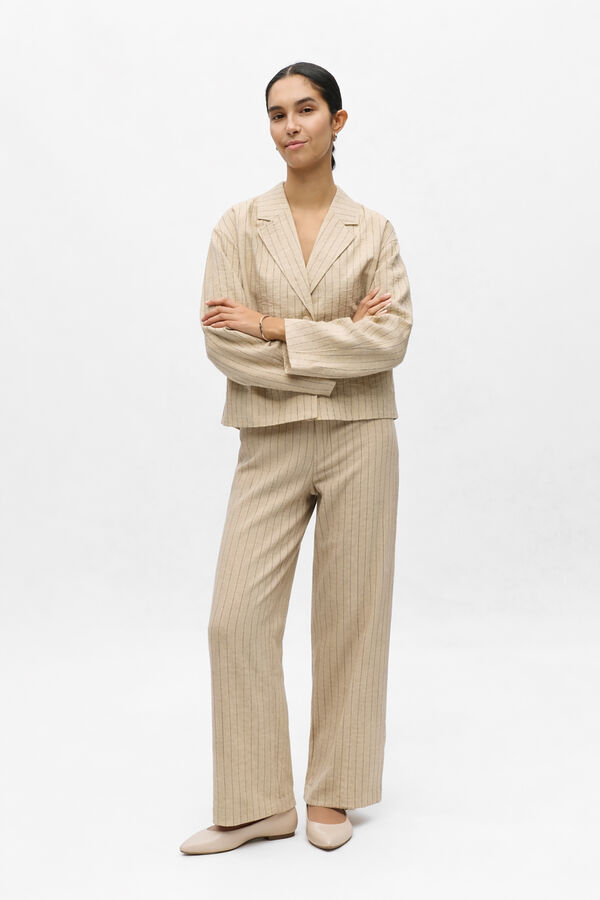 Object Blazer leve &agrave;s riscas Tostado