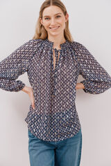 Cortefiel Blusa detalle nido de abeja Azul