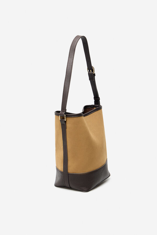 Cortefiel Bolsa hobo bimaterial Castanho