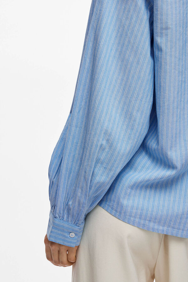 Vila Camisa riscas com bordado Azul