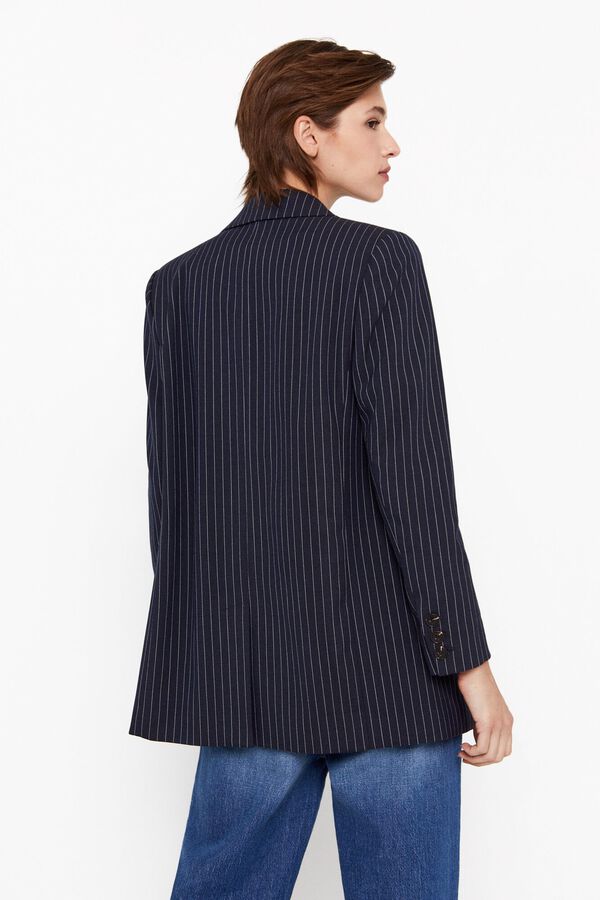 Cortefiel Blazer tejido raya diplom&aacute;tica Estampado azul