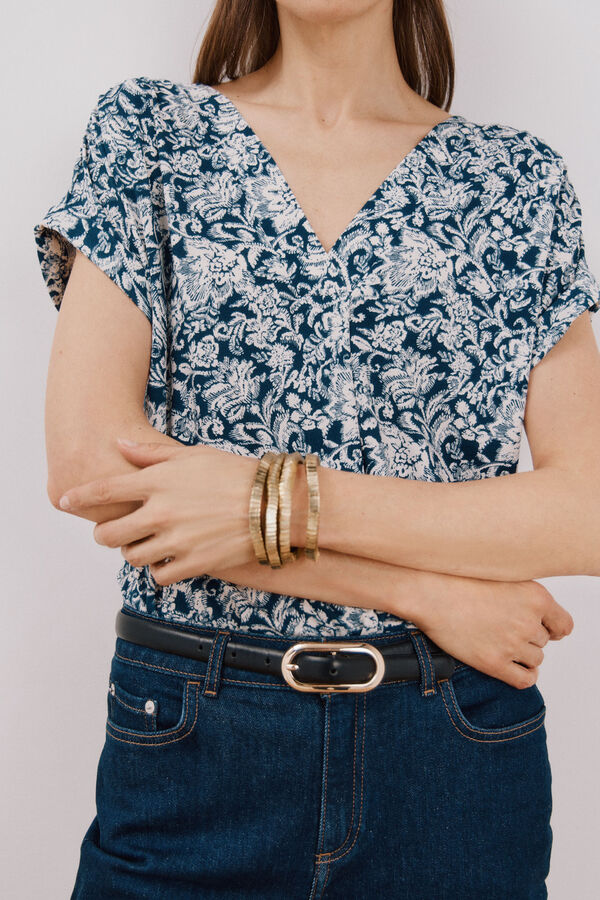 Cortefiel Top estampado com bico Azul