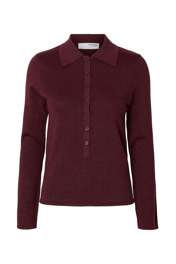 Selected Jersey Polo manga larga brillo Morado