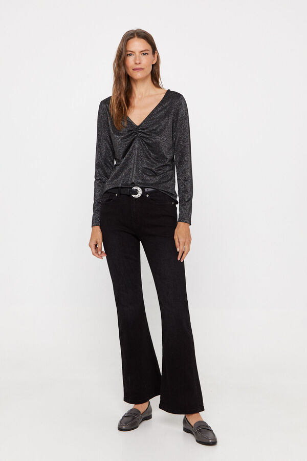 Cortefiel Camiseta lurex Negro