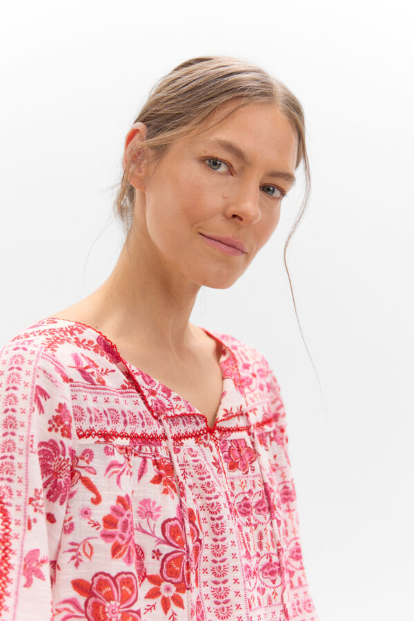 Cortefiel Blusa bordado a contraste Multicolor
