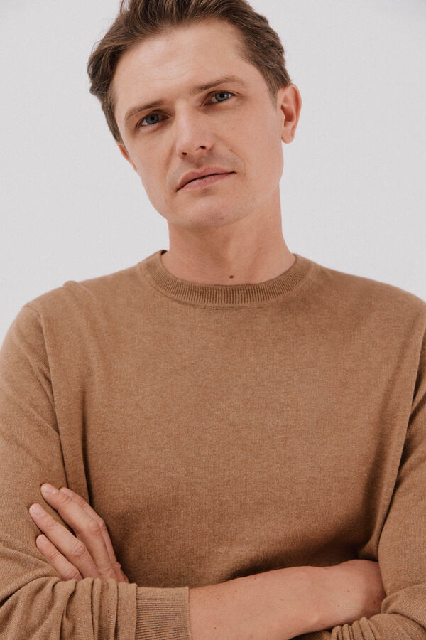 Cortefiel Jersey algod&oacute;n cashmere cuello caja Beige