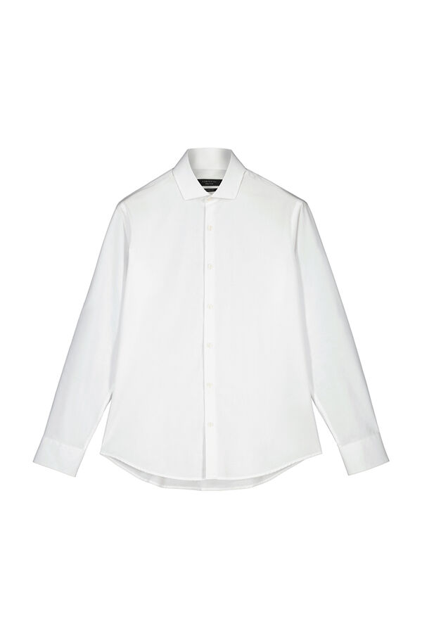 Cortefiel Camisa vestir lisa estructura slim fit facil plancha Blanco