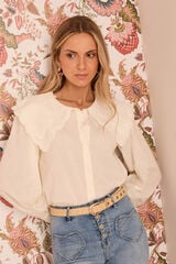 Pol&iacute;n Et Moi Camisa gola &iacute;ris Tostado