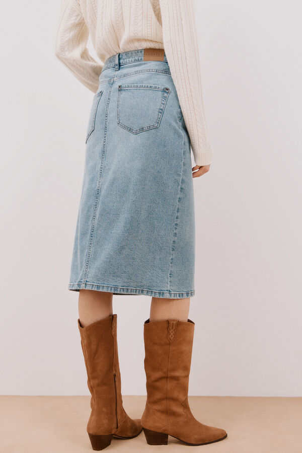 Cortefiel Falda midi vaquera Azul