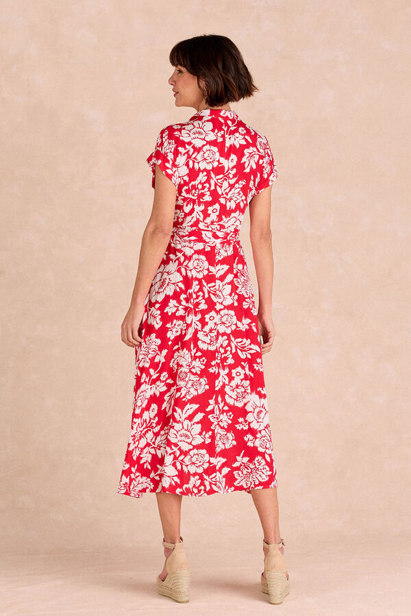 Pol&iacute;n Et Moi Vestido camisa floral Yadia Vermelho