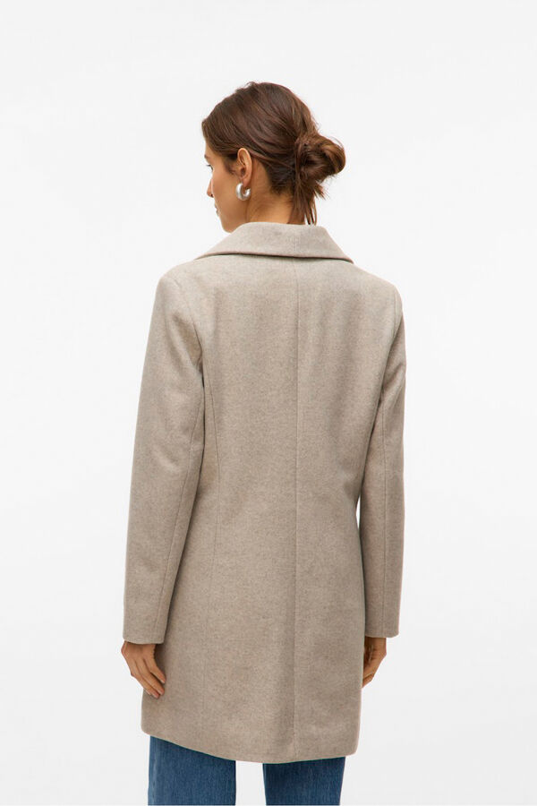 Vero Moda Abrigo midi de pa&ntilde;o Beige