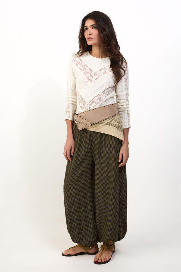Slowlove Cal&ccedil;a bombacha xadrez Verde