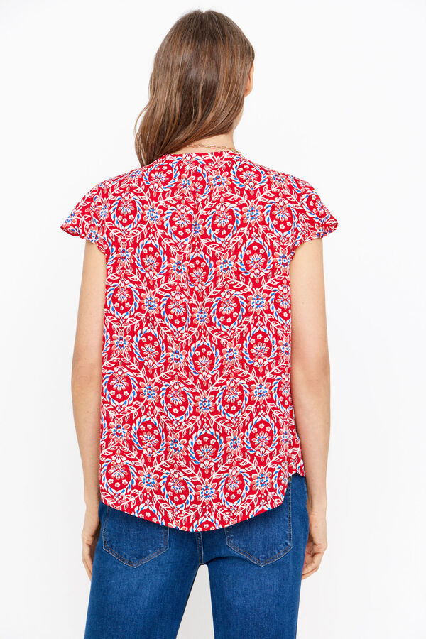 Cortefiel Blusa manga volante Estampado rojo