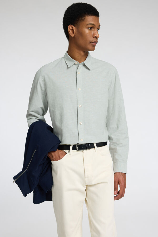 Selected Camisa de lino Slim Fit Verde