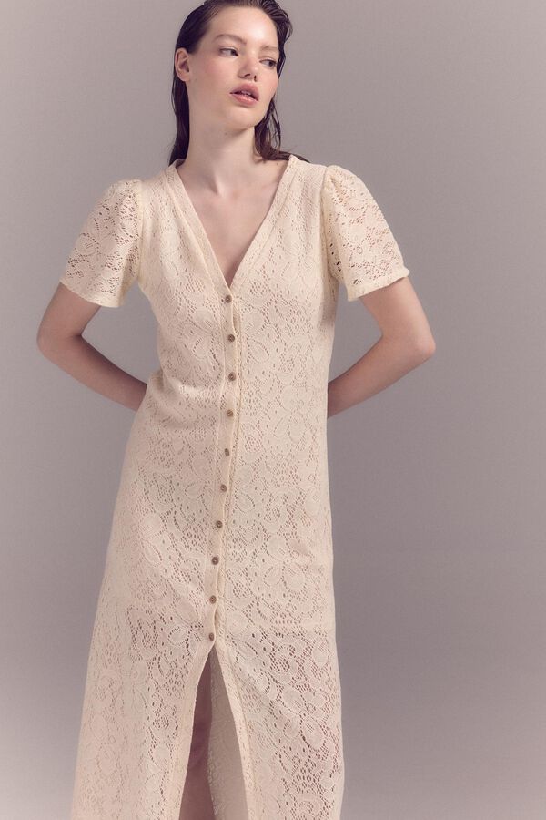 Slowlove Vestido renda Ecru