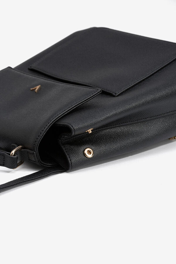 Vilanova Mochila de piel sint&eacute;tica con solapa Negro